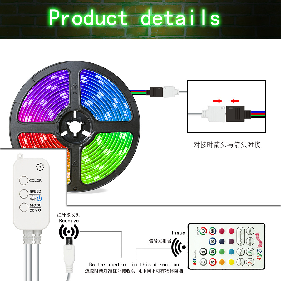 Music LED Strip Lights 16.4ft with Bluetooth APP Controlled RGB LED Strip Rope Lights Waterproof LED Strip Lights Kit