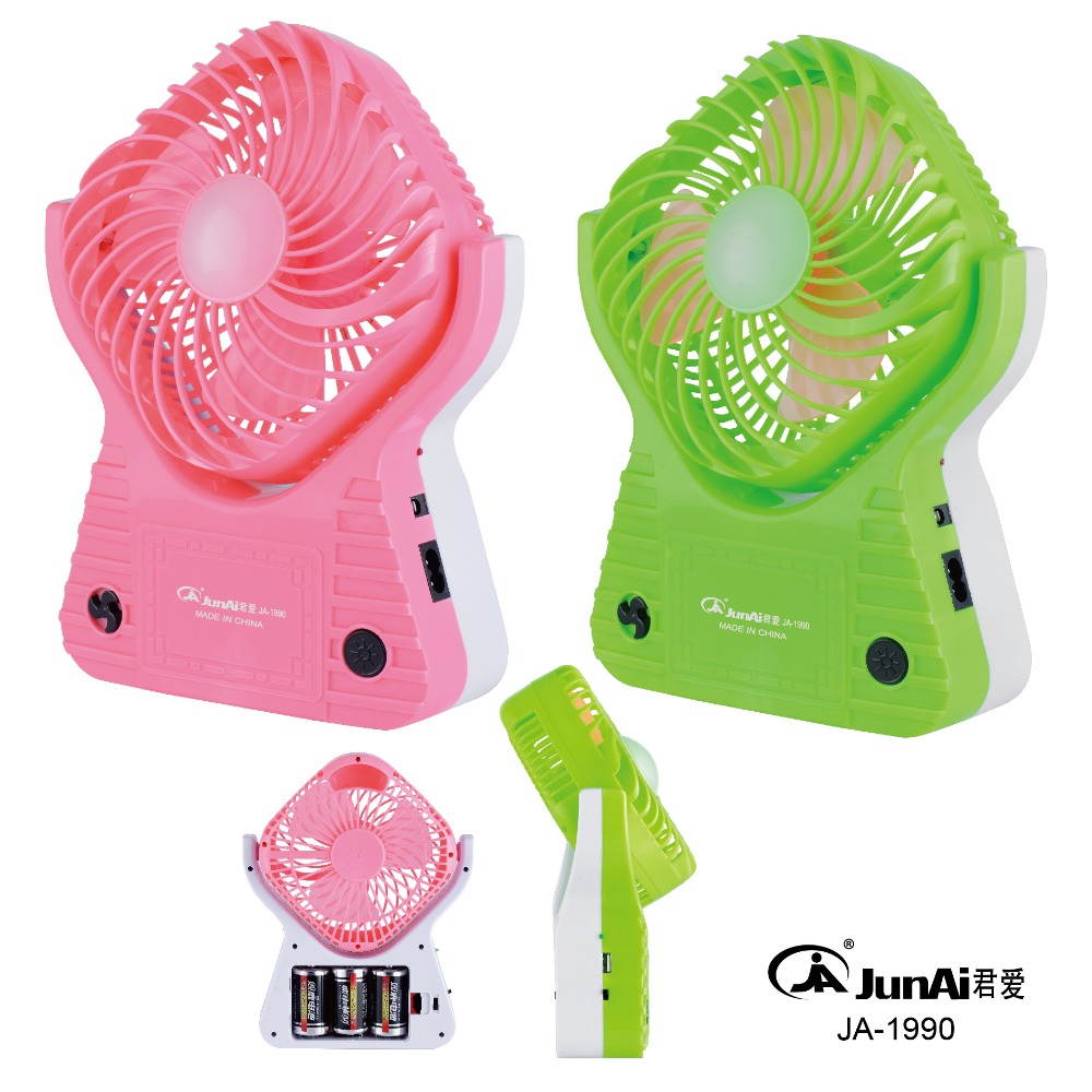 Tot sale led torch mini fan rechargeable  power led fan light JA-1990