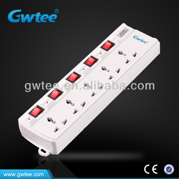 6 gang universal muti switch plug socket