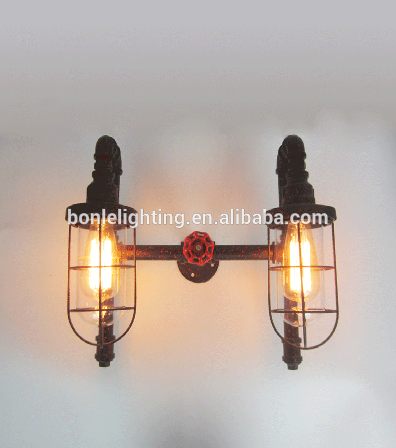 Wall-Light Iron Water Pipe Wall Sconce Industrial Loft Wall Light Bar Aisle Fixture Lights