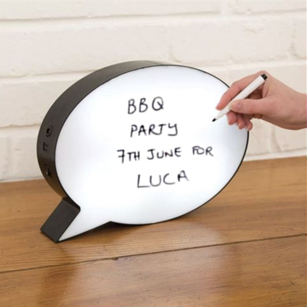 led speech bubble light box write your own message/stencil erasable light box