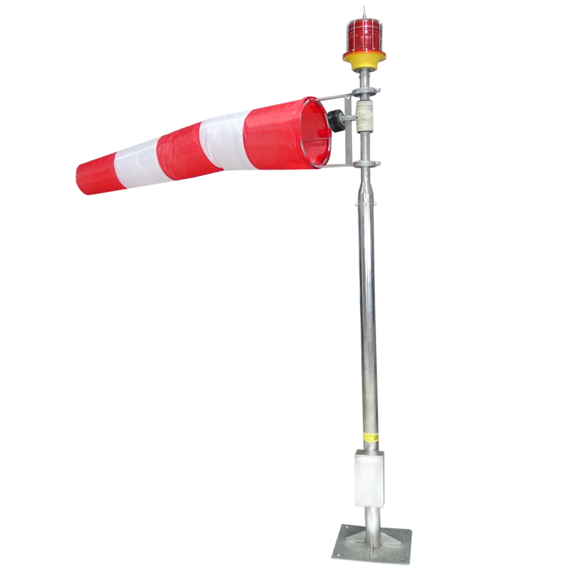 Stainless steel pole orange windsock for heliport