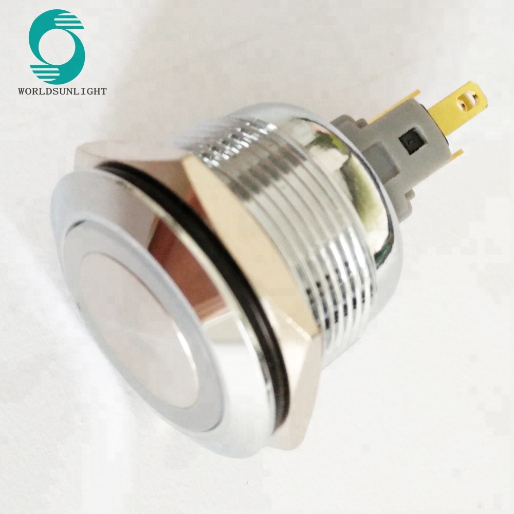 22mm 12v blue led type illuminated momentary 1NO1NC stainless steel push button switch