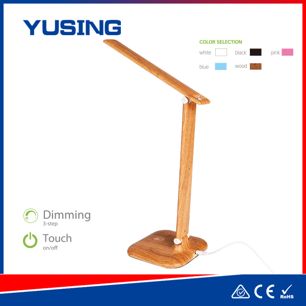 9W Hotel Wooden 3 Step Touch Dimming LED Reading Desk Light Office Wood Folding Study Table Lamp