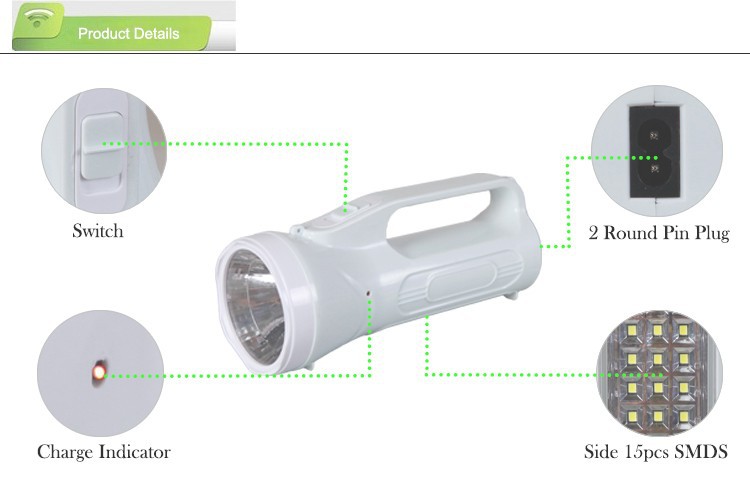 made in china rechargeable multi function led flashlight torch with side light