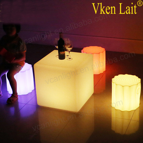 rechargeable light up kids cube round ottoman furniture for outdoor