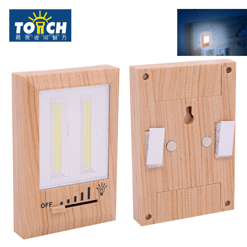 4*AA Super Bright Dry Batteries & Adhesive Strips 2W COB 200 Lumen Magnetic LED Light Switch