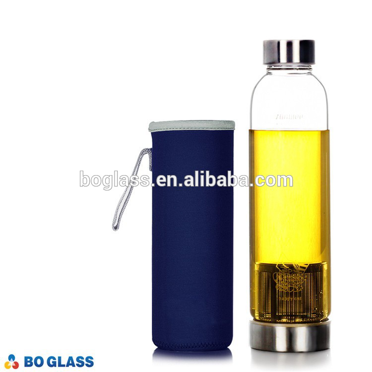 300ml/400ml/500ml/1L voss style cylinder beverage juice glass bottle with screw cap sodas water drinking glass bottle