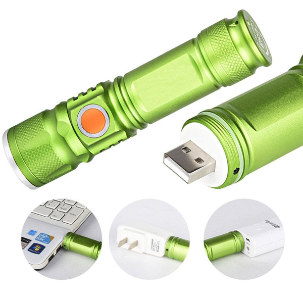 Aluminum Portable XPE 3W LED Mini Size 18650 Battery Built in Pocket Rechargeable USB Flashlight