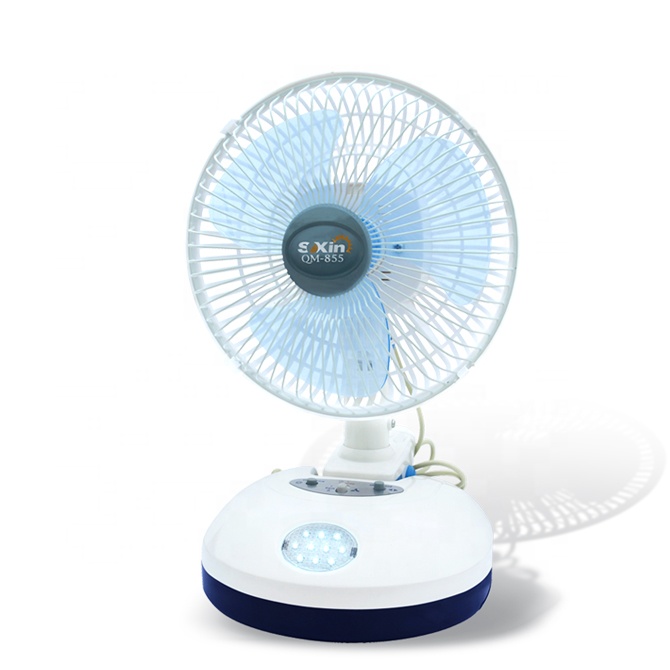 AC/DC 8 inch rechargeable table fan with led emergency light(QM855)