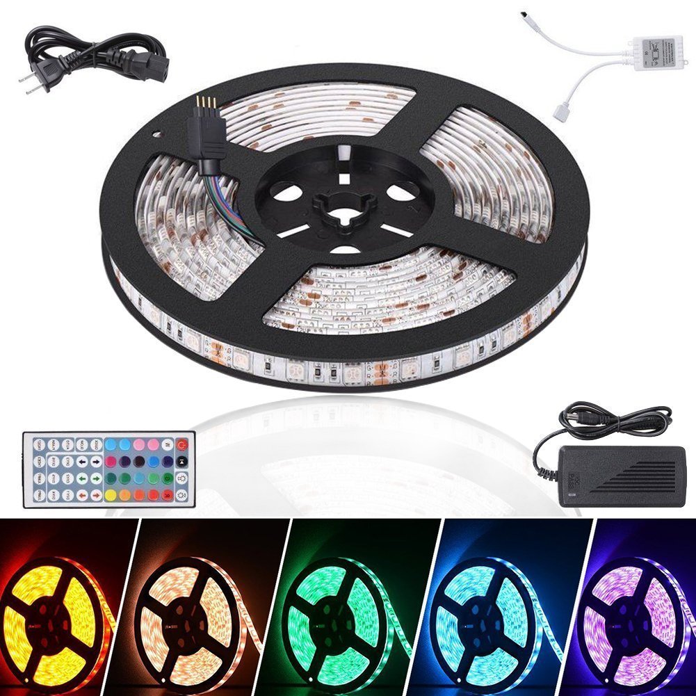 Cool Waterproof LED Strip 50m SMD5050 LED Light Strip Waterproof with 44 Key Remote RGB Controller