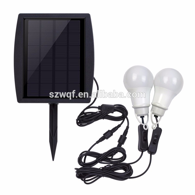 Solar portable small mini camping system rechargeable led home lighting 5w portable mini solar power system with two bulbs