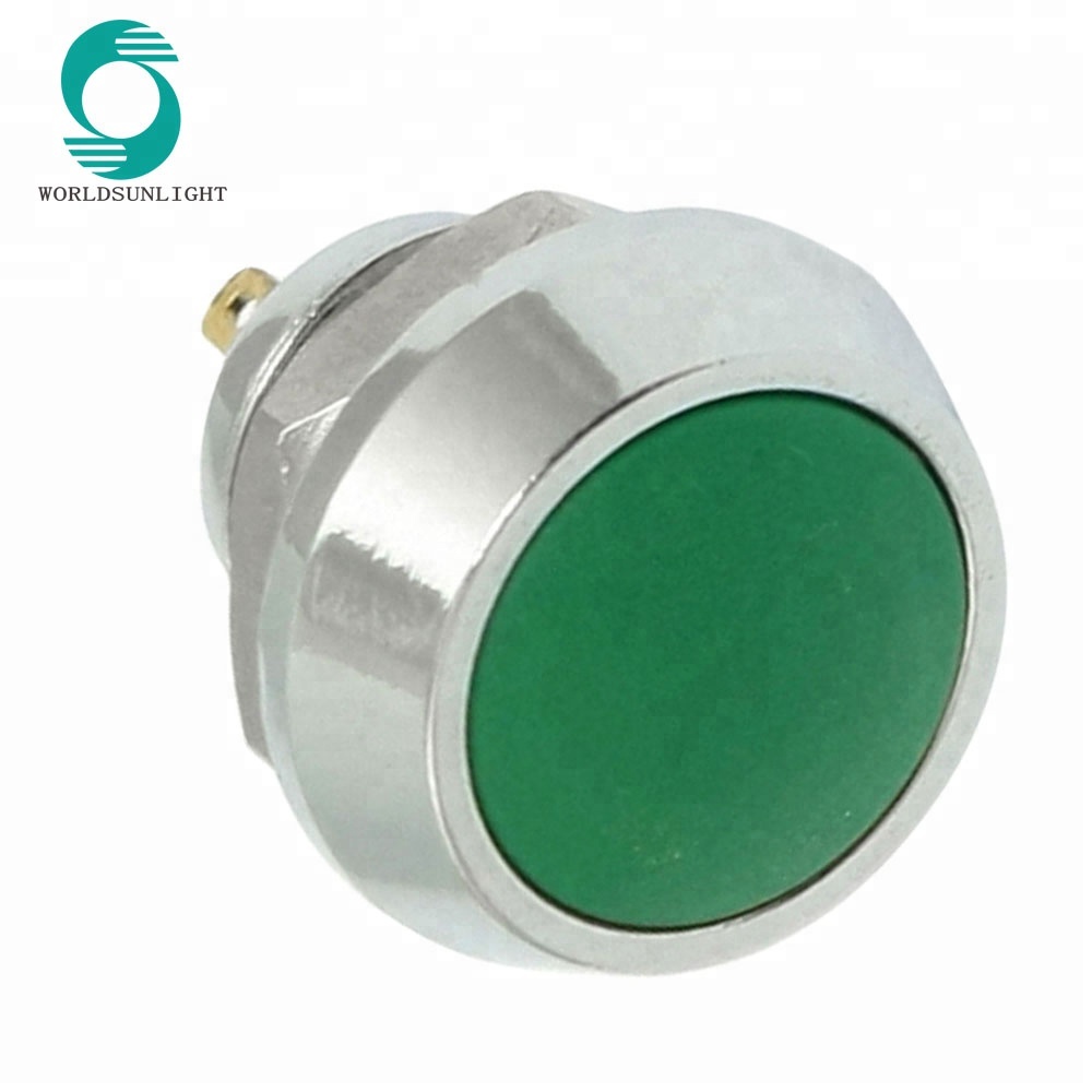 Diameter 12mm 1NO 36VDC 2A Green Button Momentary Metal Push Button Switch