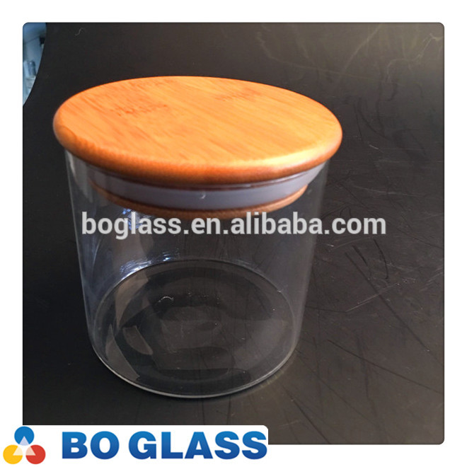 High quality clear glass jar with bamboo lid on sale