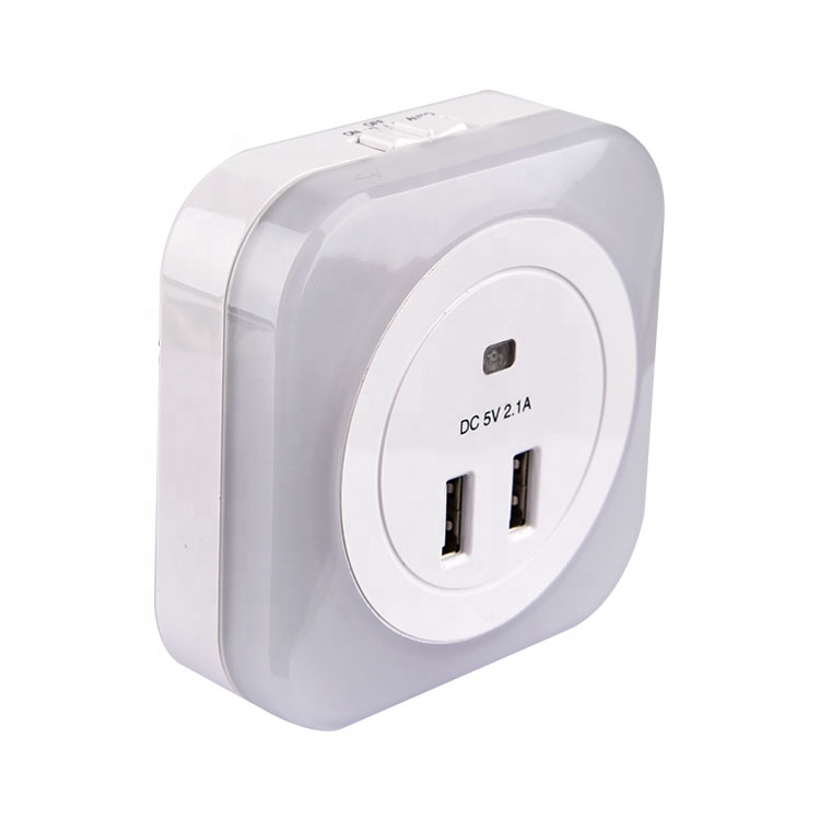 With 5V 1A USB Outlet Motion Sensor LED Wall Plug Night Light Lamp