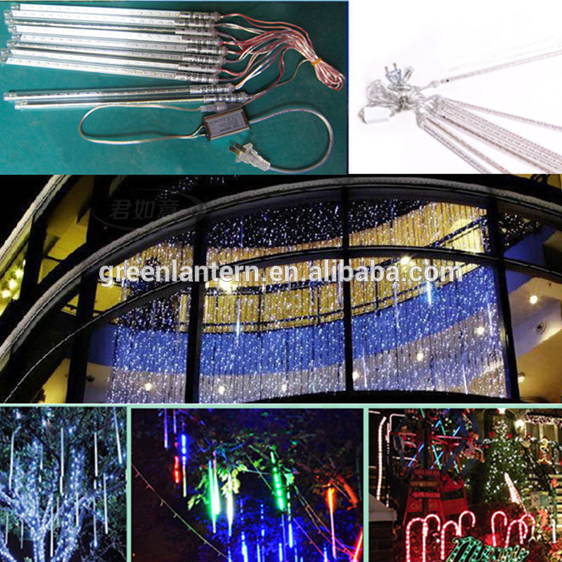 EU plug 8 tubes Rain Drop/Icicle Snow Fall String LED Christmas tree decoration Cascading Meteor Light Decoration