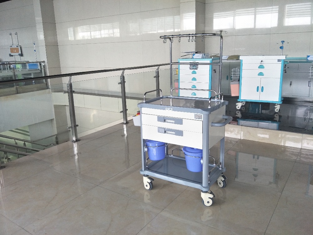 Hospital ABS plastic IV pole infusion trolley