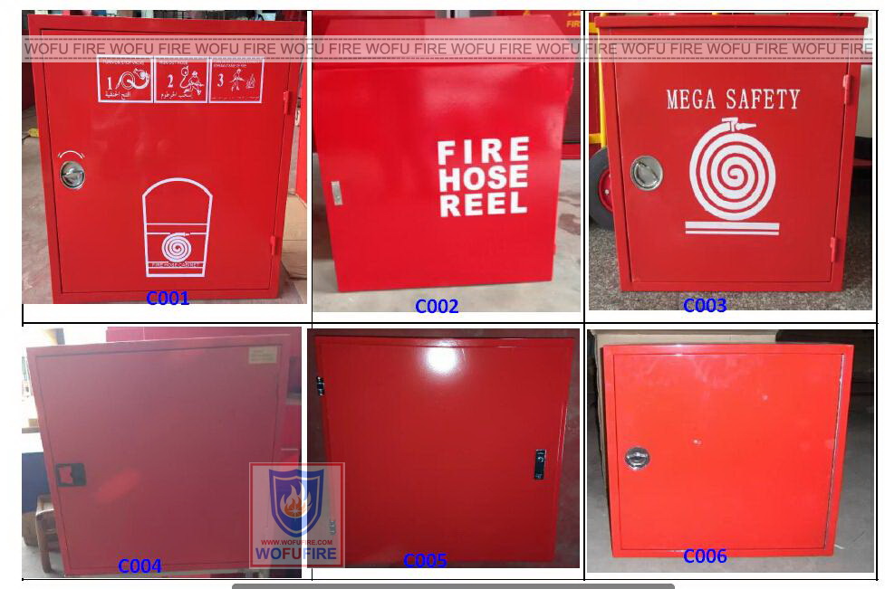 Fire fighting hose reel cabinet with glass window