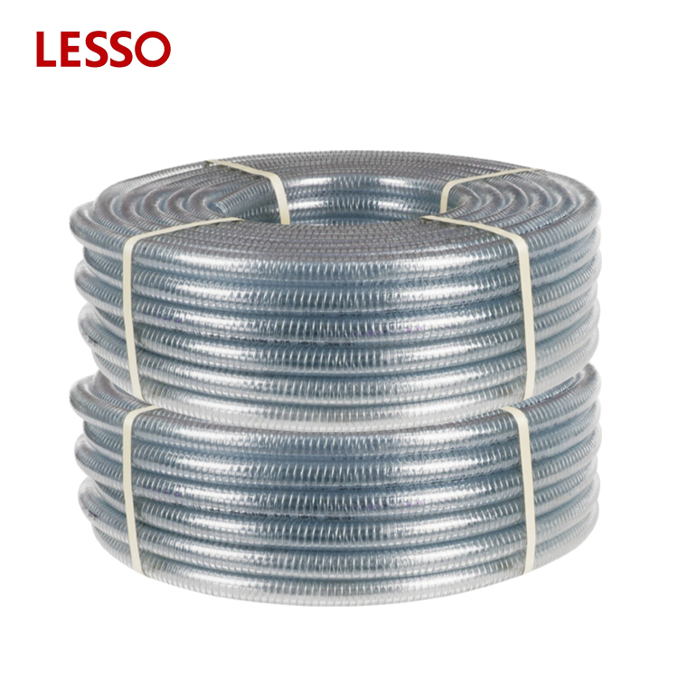 LESSO soft PVC outer layer past the tests of FDA and RoHS by SGS steel wire reinforced hose