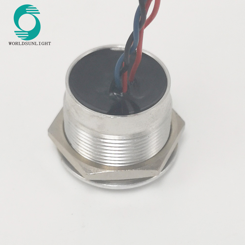 WS220RAFN1NOMR IP68 22mm NO momentary red ring illuminated 12v stainless steel piezo switch with chamfer