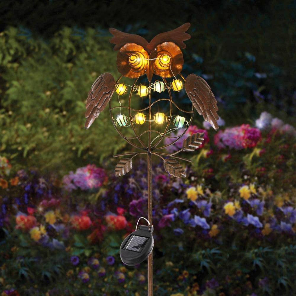 Metal Owl Solar LED Decorative Garden Lights Outdoor Solar Powered Owl