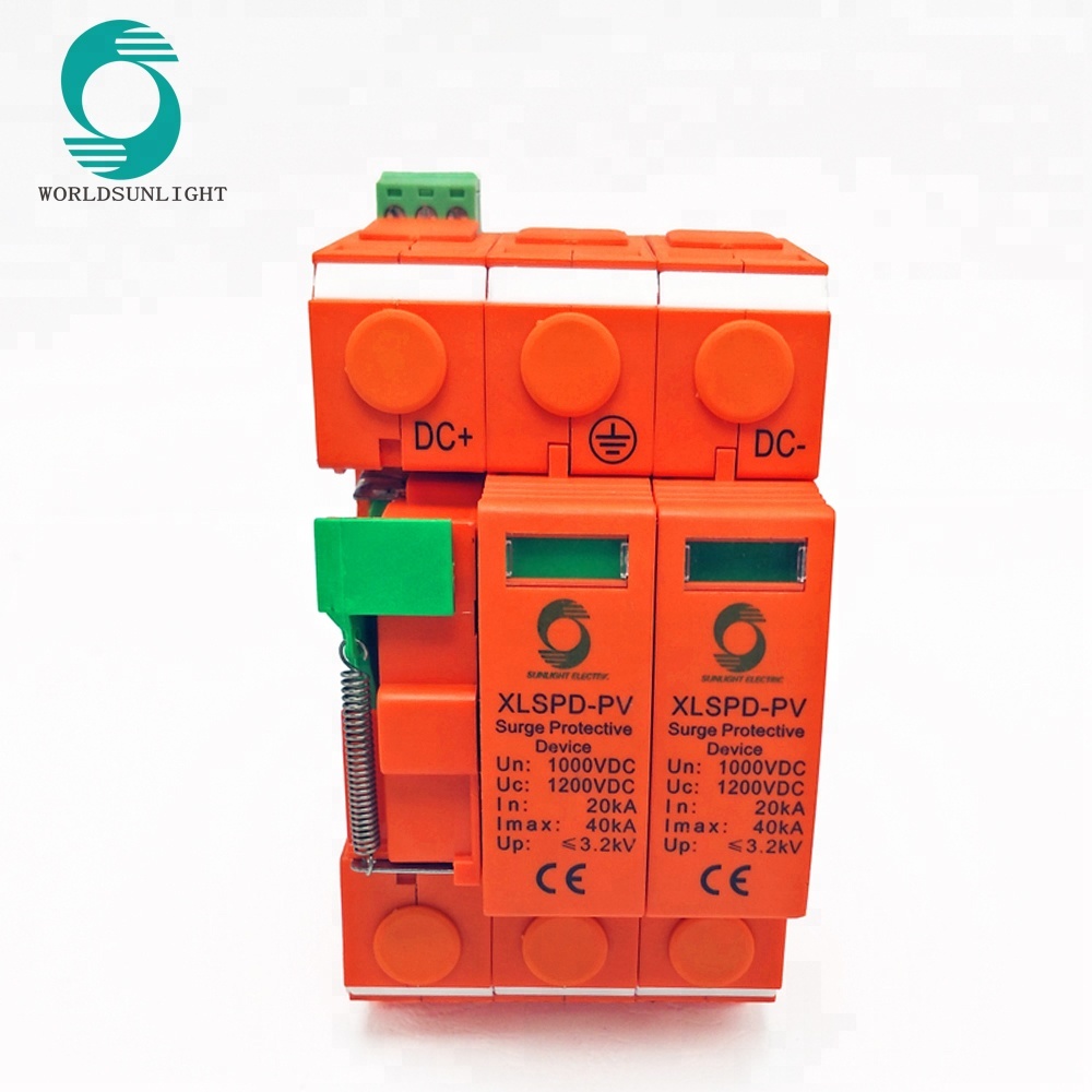 DC 1000V 3P 40ka PV lightning protective system earthing and lightning SPD 110v surge protector