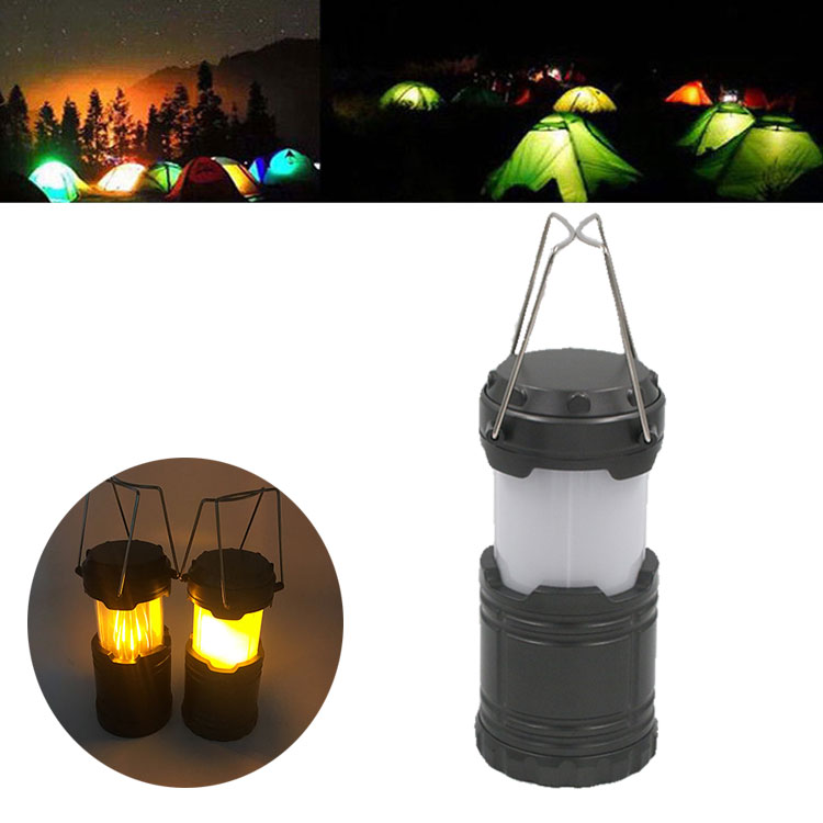 Portable LED Camping Lantern Light 2-Mode White Light/Yellow Flame Lamp