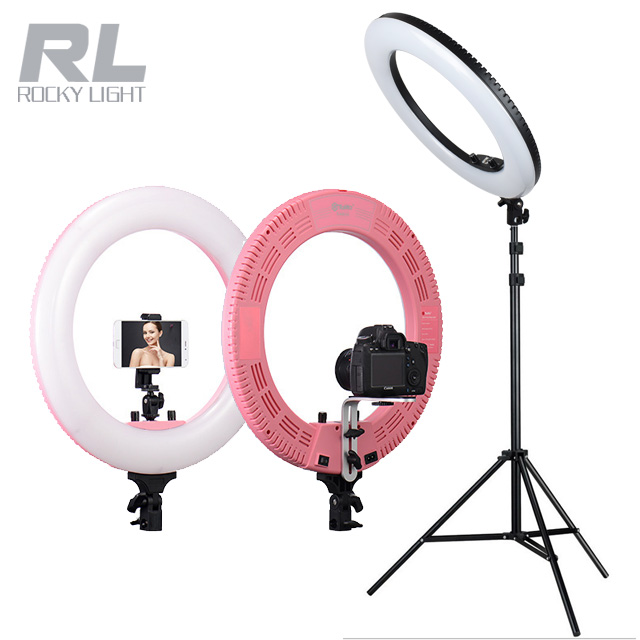 3200K-5600K White Pink Camera Ring Light with Tripod Stand