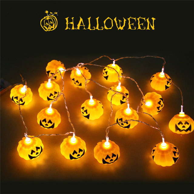 Colorful white Led Halloween Balloon 2.5m 26 Pumpkin Head String Halloween Decorative halloween pumpkin lights string