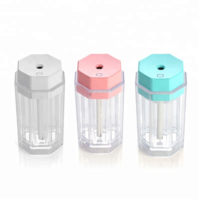 New Product Promotion Crystal USB Air Mini Acrylic Ultrasonic Diffuser Humidifier Fogger with Colorful Light Home Office Car