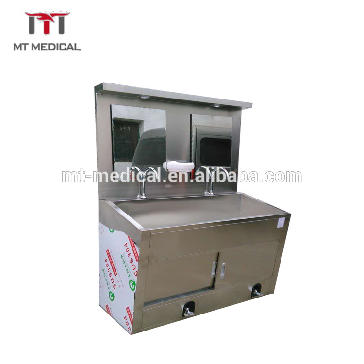 Stainless Steel Hospital Medical Surgical Touch Surgeon Scrub Up Sink With 4 Seaters