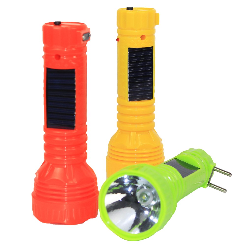 AC/DC 110-240V charge flashlight 4V rechargeable battery and solar powered led flashlight