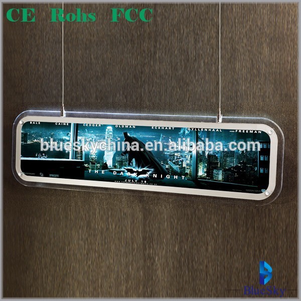 Customize advertising LED frameless acrylic light box with hanging system