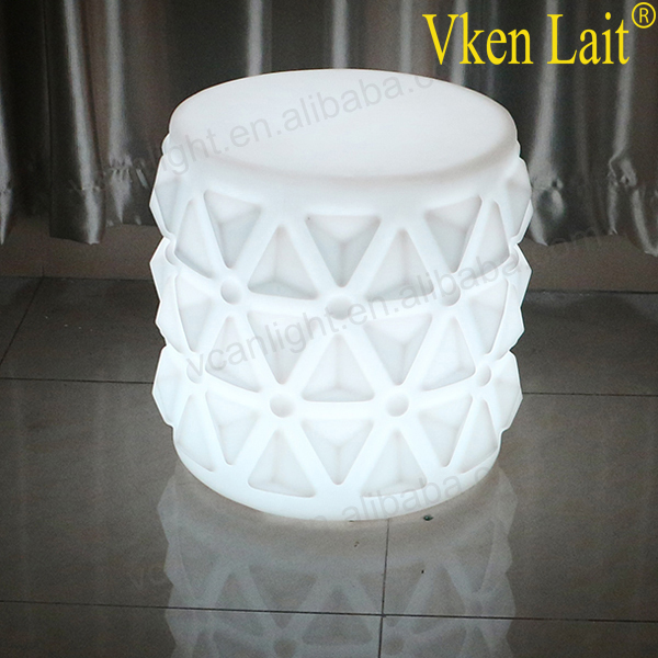 waterproof colorful led light up leather ottoman for garden