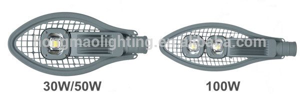 Shenzhen aluminium street lights housing 50w COB LED Road Light Cases with glass lens and driver