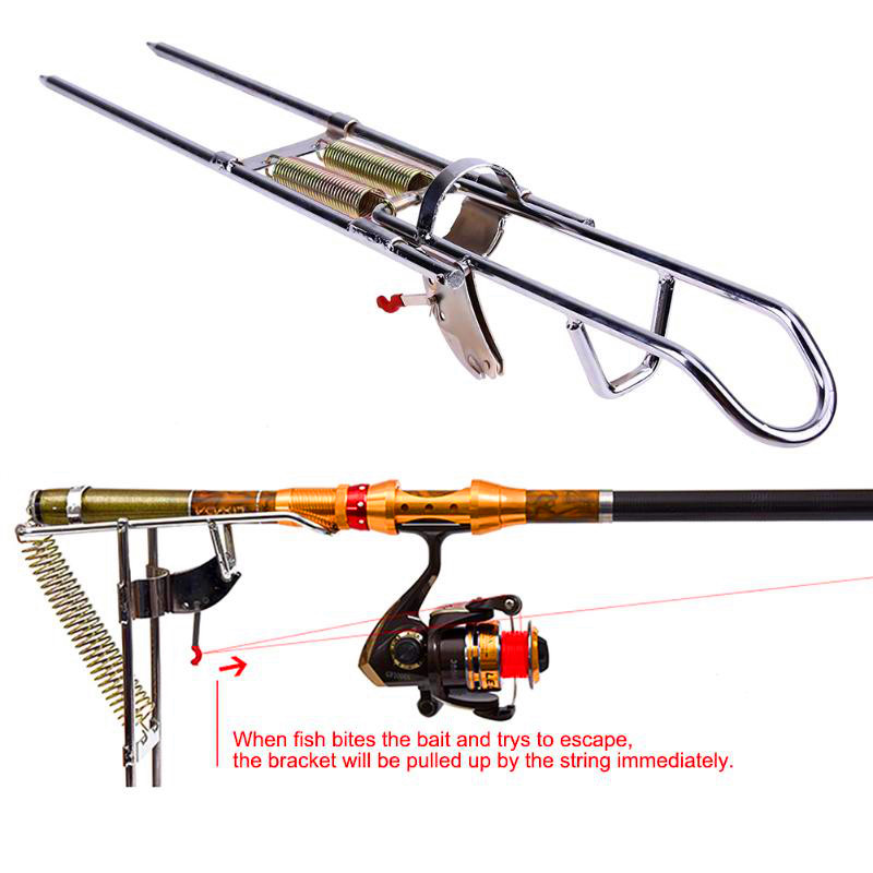 New Automatic Double Spring Angle Fishing Rod Holder Bracket Anti-Rust Steel Fishing Bracket Pole Accessory