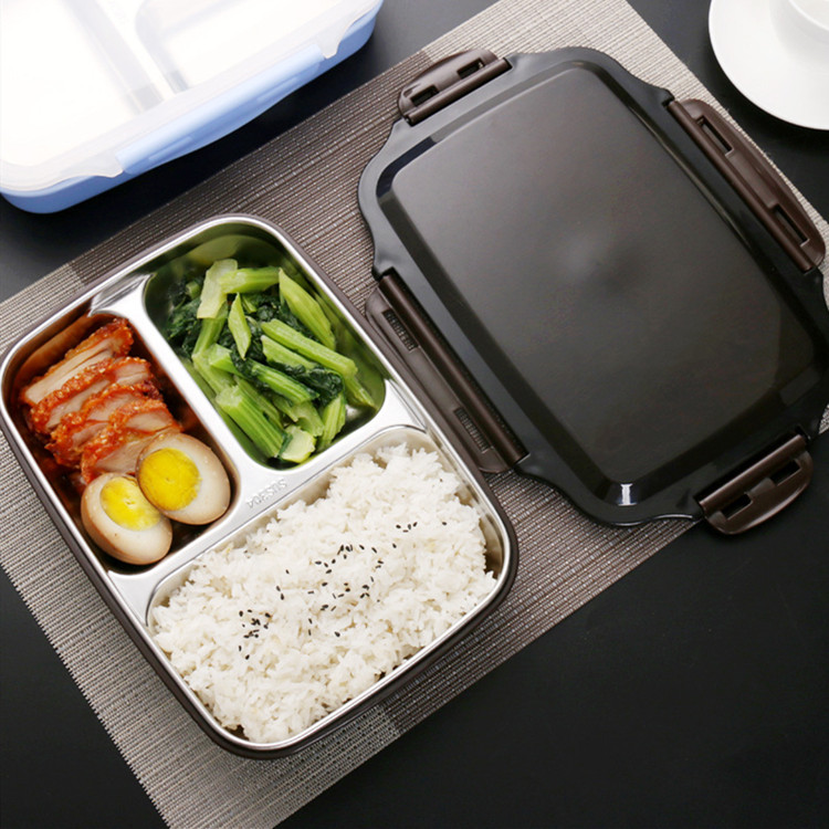 Stainless Steel Lunch Box Large-capacity Microwave Heating Portable Dinning Food Containers For Picnic Office School