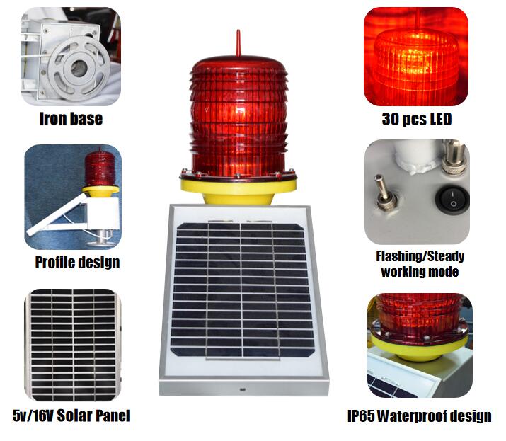 Solar Aircraft Obstruction Aviation Warning light for Buildings Tower