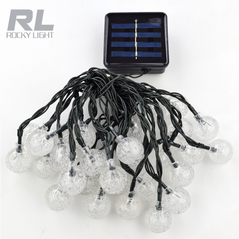 LED Holiday light clear ball string light Black wire 30pcs solar Christmas light
