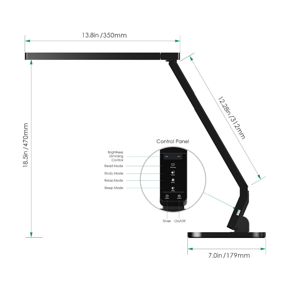 New Series Modern Style 60 Minutes Timer 5 Levels Dimming Touch Sensor LED Lamp Led Desk Lamp with USB Port