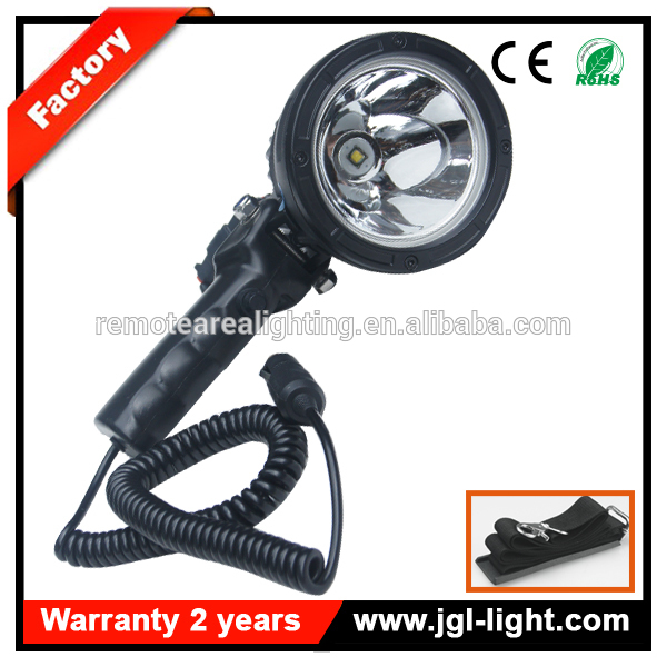 12V LED handheld Guangzhou manufacture Fast delivery Cree 25W LED super bright 4m leads hunting spot searchlight a shoulder belt