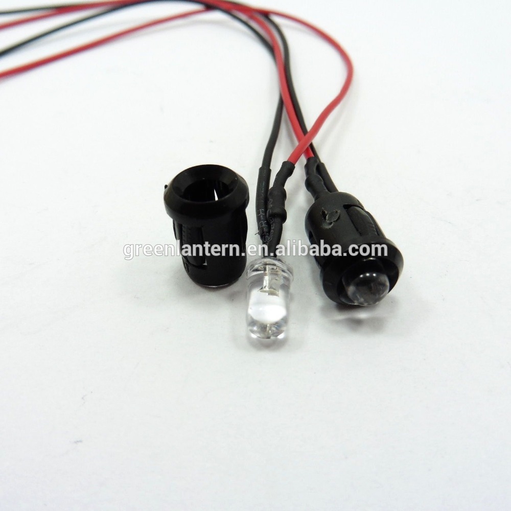 factory price 12V 5mm 3mm LED diode light color with plastic holder cap