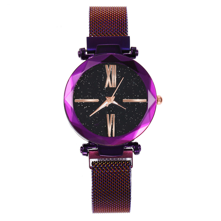 Hot Sale Women's Quartz Stainless Steel Band Mesh Magnet Buckle Starry Sky Analog Wrist Watch