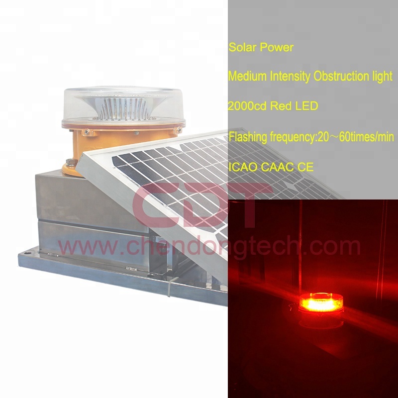 FAA ICAO LED Solar Tower Aviation Obstruction Light for Night Marking Telecommunication Towers