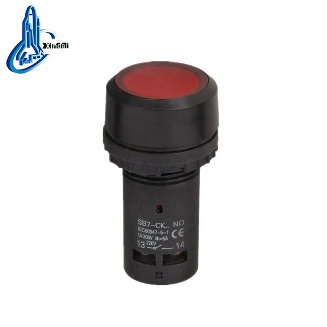 zhejiang led industrial light plastic led push buton switch with lamp/push light switch SB7-CW3465