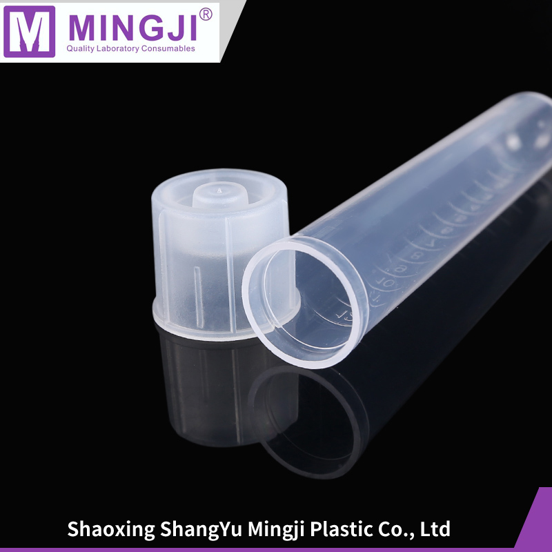 Disposable lab supplies plastic 12ml culture tube vial with dual cap