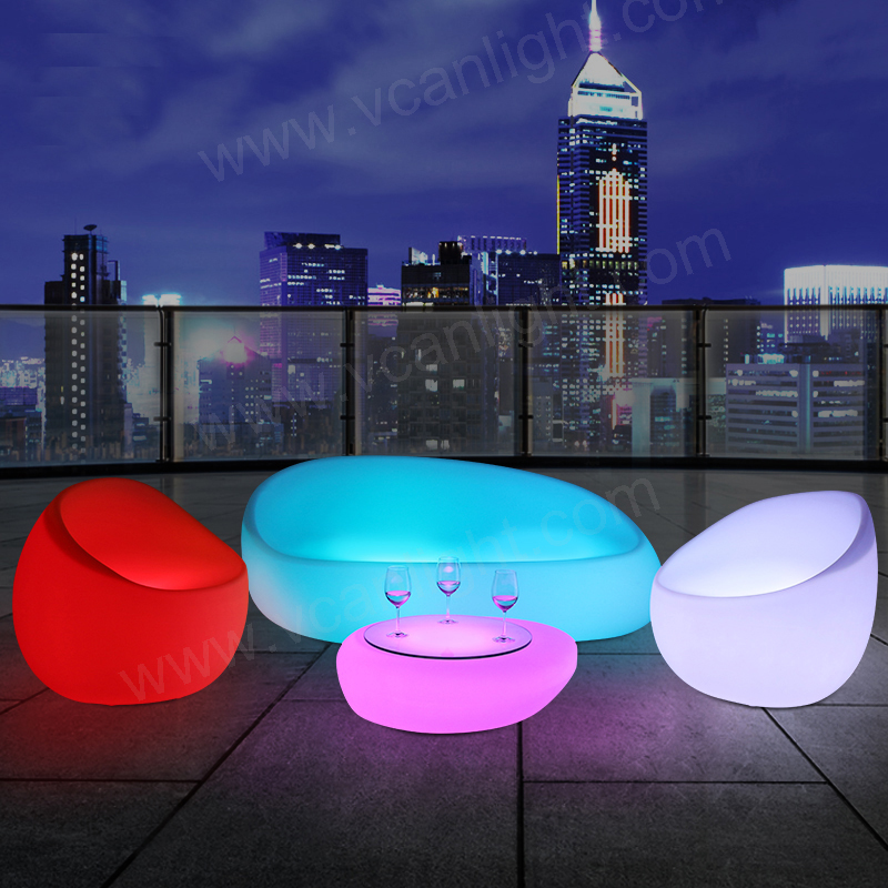 2017 New PE plastic waterproof outdoor led light illuminated sofa