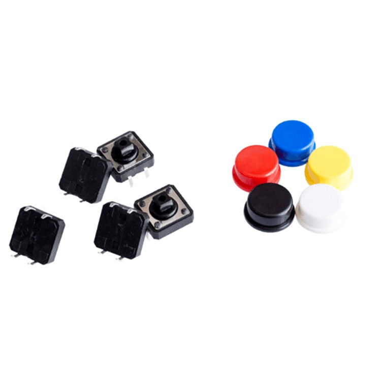 12X12X7.3H Touch Switch Button + Color Button Cap 4 Pin Plug Switch