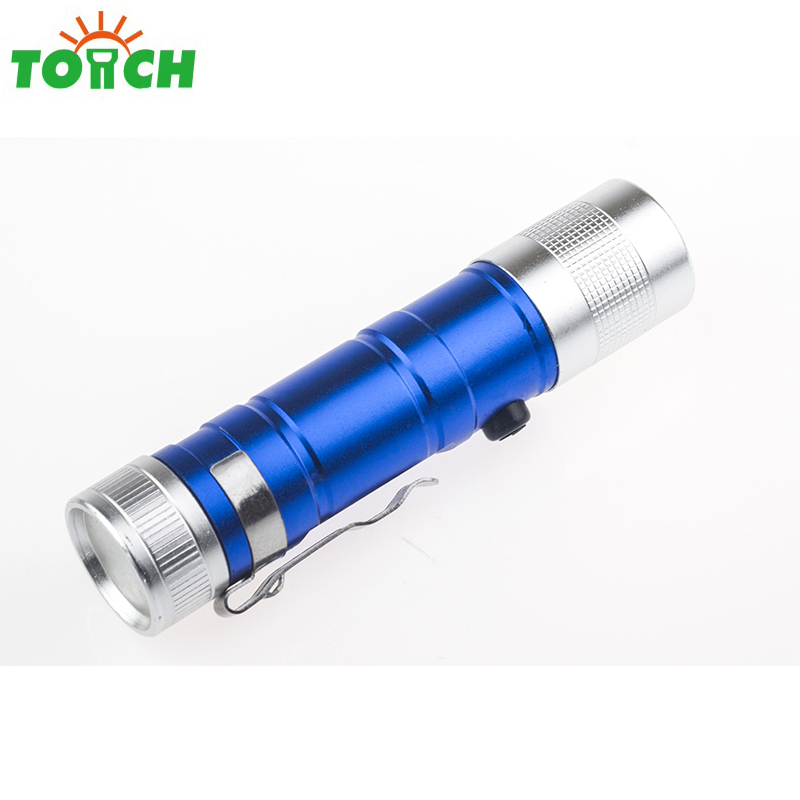 2019 gift emergency camping led flashlight OEM laser logo led torch with metal clip