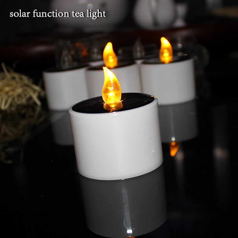 Big Yellow Solar Power Battery Operated Candles/Flameless Electric Solar Function Tea Lights/Plastic Solar Candles